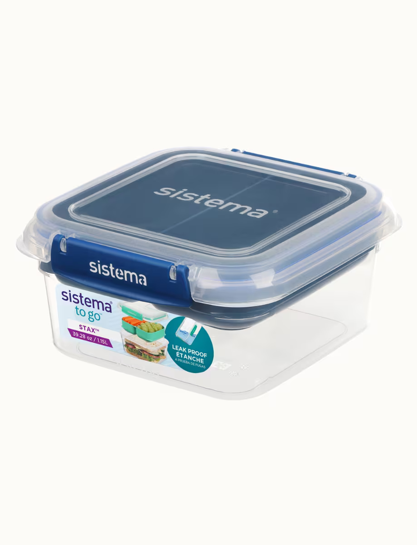 Sistema TO GO Stax Leakproof Food Storage Containers | 1.15 L | Airtight & Stackable Meal Prep Containers with Lids | Lunch Boxes | BPA-Free | 1 Count