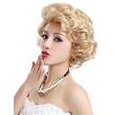 Women's Curly Wavy Retro Blonde Party Hair Wig(Gold)