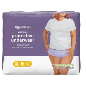 Amazon Basics Postpartum Incontinence Underwear for Women, Maximum Absorbency, Disposable, Bladder Leak Protection, Odor Control, Comfortable Fit, XX-Large, Lavender, 48 Count (3 Packs of 16)