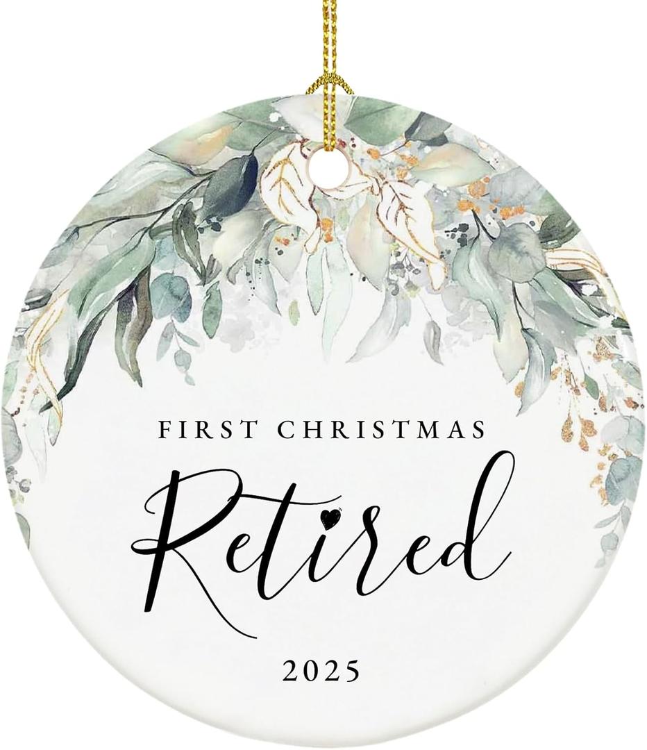Retirement Christmas Ornament 2025, First Christmas Retired Ornament 2025, Retirement Gifts for Women 2025, 2.9" Ceramic Retired Gifts Keepsake