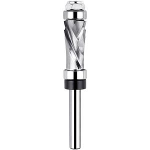 Carbide Compression Flush Trim Router Bit 1/4" Shank with Top & Bottom Bearing, Pattern Template Flush Cut Spiral Router Bit 1/2" Cutting Diameter for Wood Trimming