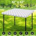Smiry Square Picnic Table Cover, Waterproof Elastic Fitted Camping Tablecloths, Wipeable Flannel Backed Vinyl Tablecloth Protector for Indoor, Outdoor (White, 42x42 Inches)