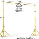 HYJ-INC Backdrop Stand - Titanium Gold 10x8.5ft(WxH) Photo Studio Adjustable Background Stand Support Kit with Clamps, Carrying Bag for Photography Video Parties Wedding Events Decoration.