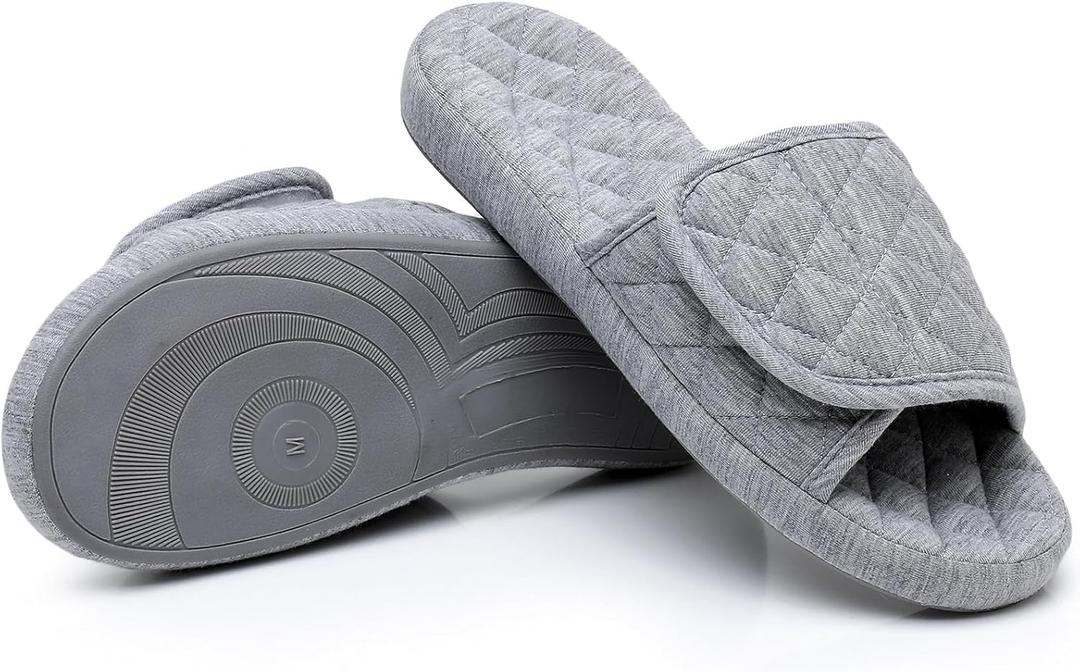 Git-up Womens Orthotic Slippers with Arch Support for Plantar Fasciitis Pain Relief, Open Toe Adjustable Memory Foam Slide House Slippers