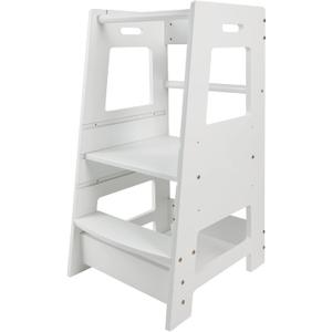 ECOMEX Toddler Standing Tower for Kitchen, Step Stool for Kid's Adjustable Height Learning Stool, Removable Anti-Drop Safety Rail Stool for Bedroom, Bathroom, White ECOMEX Toddler Standing Tower for Kitchen, Step Stool for Kid's Adjustable Height Learning Stool, Removable Anti-Drop Safety Rail Stool for Bedroom, Bathroom, White