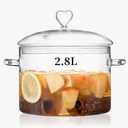 2.8L Heart-shaped Lid Glass Cooking Pot, 2800ml (3Qt/95oz) Capacity. Made From Heat-Resistant Borosilicate Glass, Safe for Dishwasher, Oven, Gas, and Electric Stoves. for Potpourri, Soups, and Pasta.