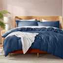 Nestl Navy Blue California King Duvet Cover Sets - Soft Double Brushed Cal King Duvet Cover, 3 Piece, with Button Closure, 1 Duvet Cover 104x98 inches and 2 Pillow Shams