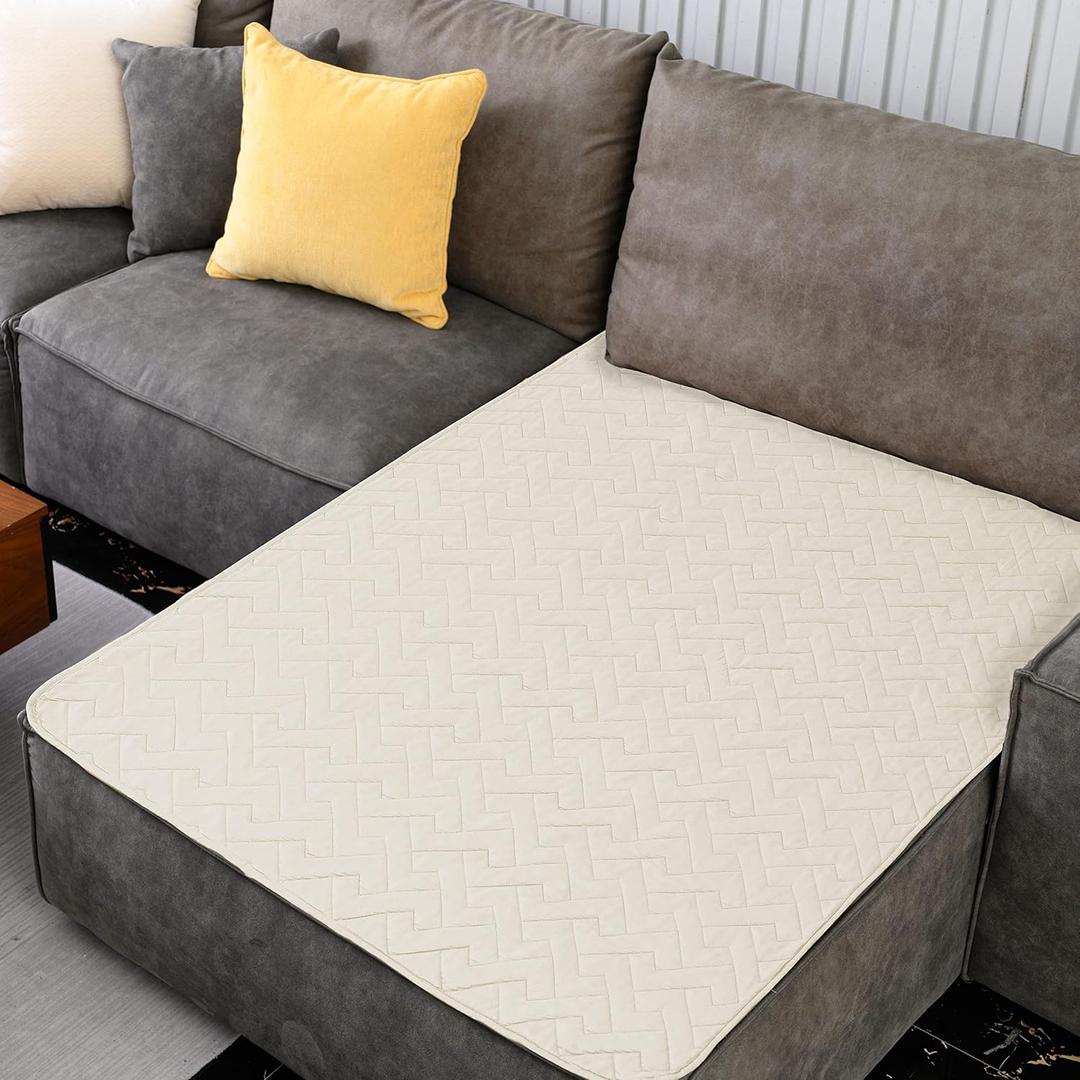 fuguitex Waterproof Dog Bed Cover Couch Cover for Pet Anti-Slip Cat Mat Pet Pad Blanket for Sofa Chair Recliner Bed Furniture Protrctor (40x50 Inch (Pack of 1), Cream)