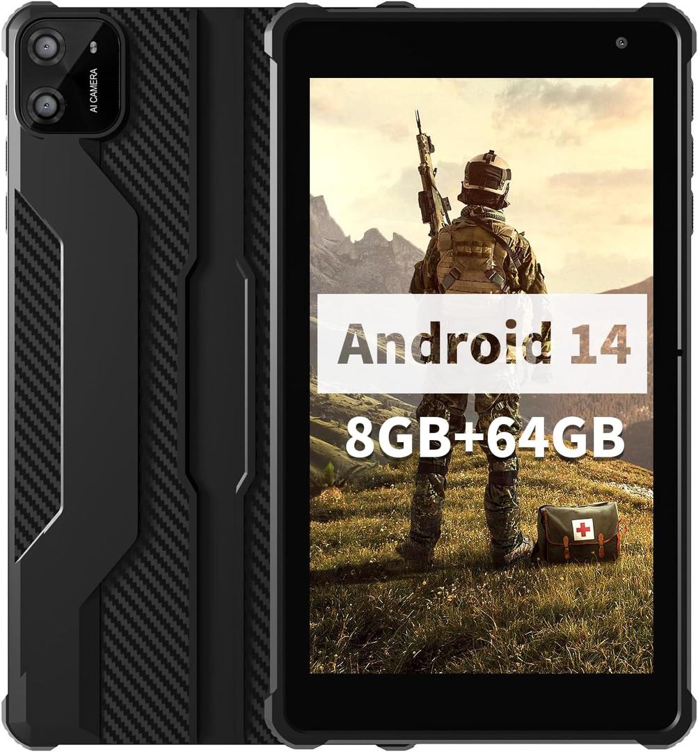 VASOUN Android 14 Tablet 7 inch, 8GB RAM 64GB ROM, Octa-Core 2.0GHz, IPS Touch Screen, Dual Camera, 5G WiFi/Bluetooth, Kids & Adult Tablet with Case