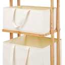 Homde Laundry Basket 3 Tier Bamboo Storage Shelf with Wheels Removable Container with Handle Freestanding Clothes Hamper Organizer for Bathroom Living Room Bedroom (Natural), Large