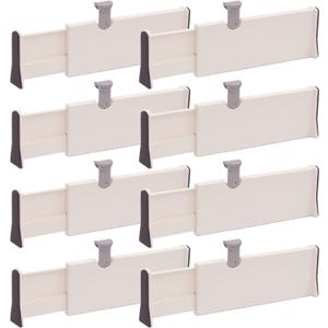 Set of 8 Adjustable Drawer Dividers Organizer Separators Plastic Dresser Organizer for Bedroom, Bathroom, Closet, Office Desk, Kitchen Storage