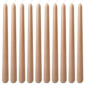 10 Inch Light-Mocha Taper Candles for Home Decoration, 10 Pack Unscented Candlesticks for Dinner Wedding Party, Smokeless and Dripless Candle Sticks