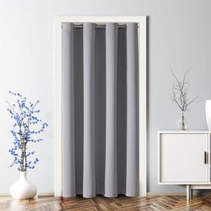 ChrisDowa Blackout Door Curtains for Doorway Privacy, Grommet Closet Curtains for bedroom closet door, Thermal Insulated Temporary Doorway Cover Room Divider Drapes (1 Panel, Light Grey, 42 x 80 Inch)