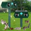 1 Pack 2025 Ultrasonic Animal Repellent Outdoor Cat Repellent Devices Solar Animal Repeller Motion Activated Deterrent to Scare Deer Squirrel Rabbit Raccoon Skunk for Yard Lawn Outdoor (Green)
