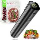 Vacuum Sealer, Portable handheld Vacuum Sealer + 30 Reusable Vacuum Bags, Portable Food Sealer, With LED pressure display, 2-Speed Pressure Control (60/80 Kpa)