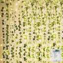 KASZOO 84Ft 12 Pack Artificial Ivy Garland Fake Plants, Vine Hanging Garland with CE Certified 80 LED String Light, Hanging for Home Bedroom Garden Party Wedding Wall Room Decor, Green