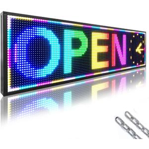 P10 Outdoor RGB Full Color WiFi Programmable Bright LED Scrolling Message Display Board 65”x14” Led Sign, Led Digital Sign Board, Perfect Solution for Store Advertising