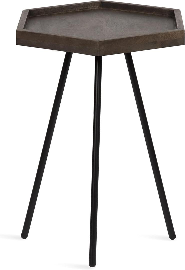 Kate and Laurel Kashvi Modern Side Table; 17 x 15 x 20; Graywash; Decorative Farmhouse Hexagon Bedroom Nightstand Table for Storage and Display