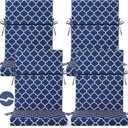 4 Pack Outdoor High Back Chair Cushion for Patio, Moroccan, Blue