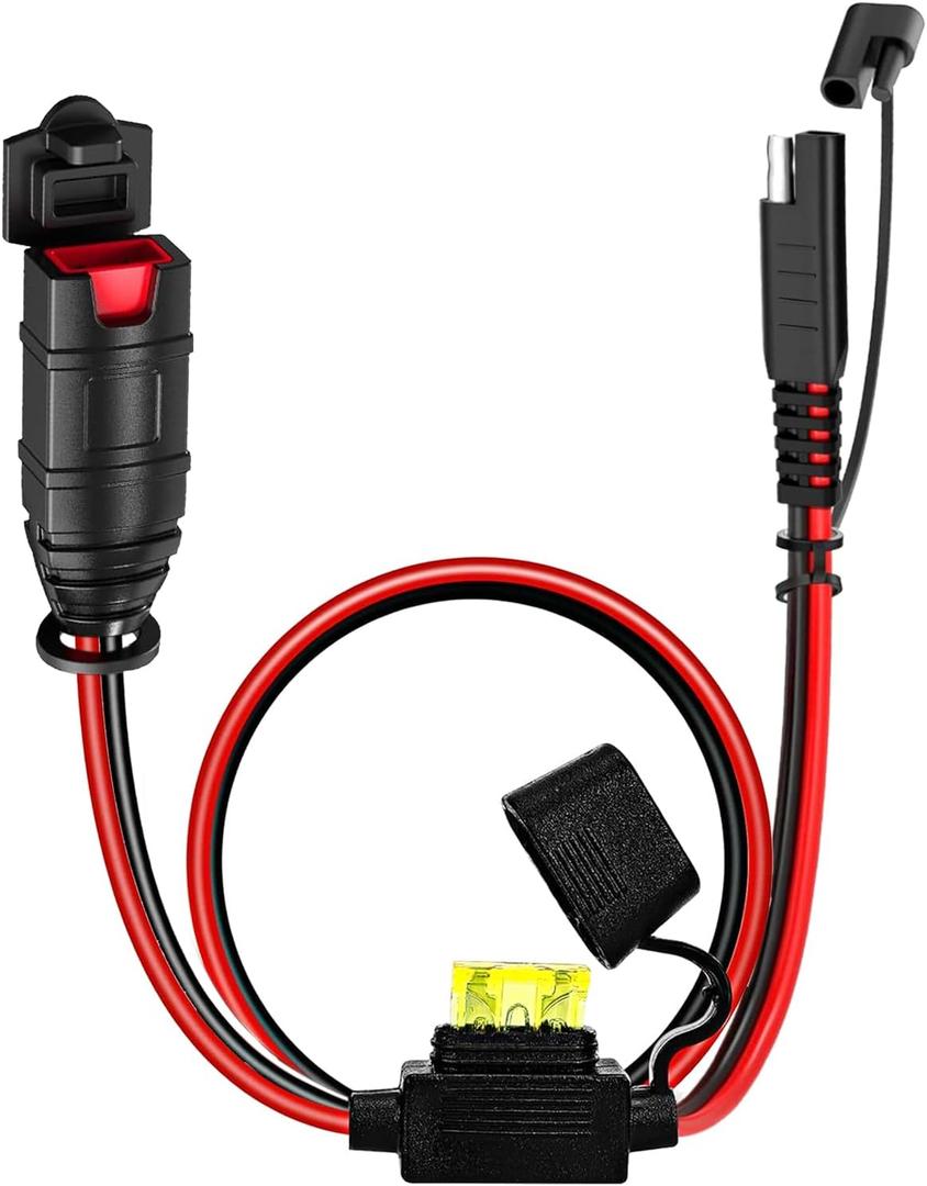 1FT SAE Extension Cord for NOCO Genius Smart Battery Chargers, GC009 X-Connect sae adapter with 20A Fuse Waterproof Plug, 14AWG Heavy Duty SAE Connector Cable for Motorcycle/ATV/UTV/Auto