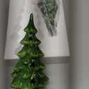 Ceramic Christmas Tree 2 Pack, Hand-Painted Ceramic Christmas Tree with Night Lights Tabletop Christmas Decor for Holiday, Indoor Decorations Home Decor Battery Powered Warm Lights Gift (10.1")