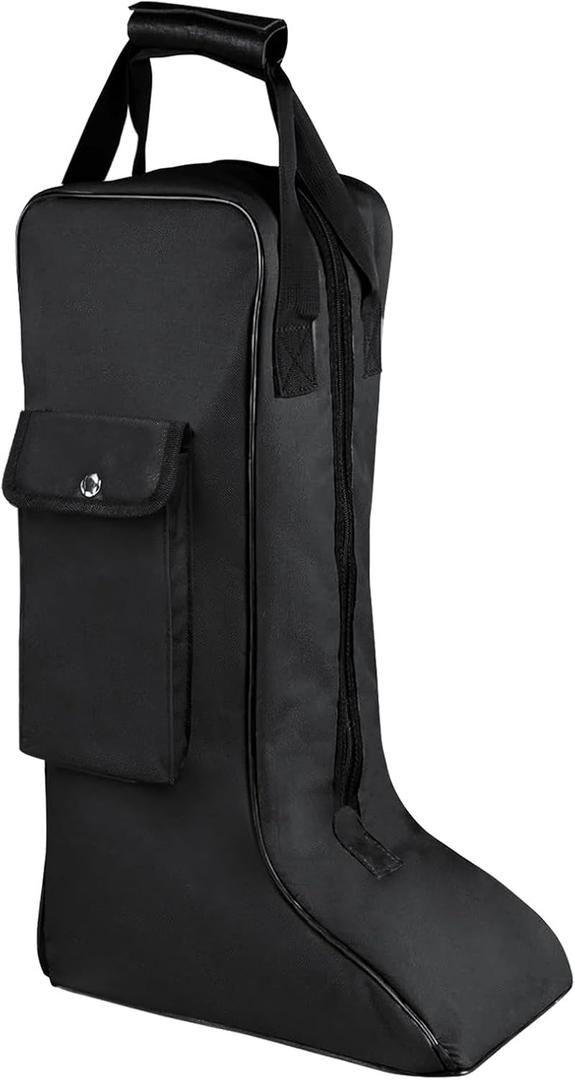 Portable Riding Boot Bag for Tall Boot, Oxford Equestrian Boot Bag with Handle, Cowboy Boot Travel Bag with Outer Pocket for Cowboy Boots, Snow Boots, Travel and Daily Use