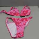 ZAFUL Women's 2 Piece Floral Print Swimsuit Triangle String High Cut Bikini Sets Bathing Suit (Medium, 1-rose Red)