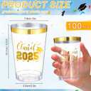 Funnymoom 100 Pcs Graduation Cups 2026 Disposable Gold Rimmed Clear Plastic Cups 12 oz Class of 2026 Congrats Grad Decorations for Party Drinks Graduation Themed Plastic Cocktail Supplies