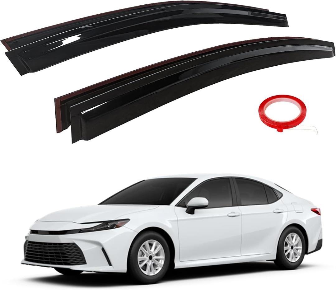 AUXKO Window Rain Guards for Toyota Camry LE XE XLE XSE 2025 2026 - Tape-On Shatterproof Sun Smoke Guard Vent Visor with 3M Double Side Tape | Side Wind Deflectors Accessories for Camry Car Window (Black) AUXKO Window Rain Guards for Toyota Camry LE XE XLE XSE 2025 2026 - Tape-On Shatterproof Sun Smoke Guard Vent Visor with 3M Double Side Tape | Side Wind Deflectors Accessories for Camry Car Window (Black)