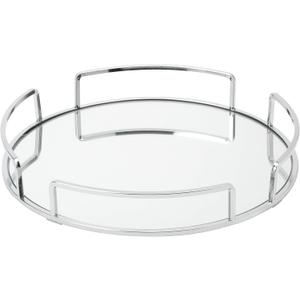 Home Details Mirrored Vanity Tray | Dimensions : 12.99" L x 12.99" W x 2.05" H | Glass Base | Great for Cosmetics | Jewelry | Toiletries | Organization | Chrome (13")