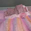Uhnice Little Girl's Sequin Sleeveless Mesh Rainbow Dress for Wedding Party size 9-10Y