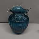 Hand Blown Glass Vase, Modern Art Decorative Blue Vase for Flower Plants, Unique Bubble Waves Mouth Vase for Home Decor, Living Room Centerpieces, Table Bouquet, Wedding Decoration