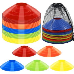 60/30 Pack Soccer Training Cones - Agility Cones with Carry Bag, Sturdy Disc Cones for Sports Training, Soccer, Football, Basketball, Indoor Outdoor Sports, Festive Events, Field Cone Markers