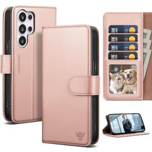 Compatible with Samsung Galaxy S26 Ultra Case Wallet with Card Holder [4 Card Slot] Women Men,RFID Blocking PU Leather Phone Case Flip Protector Cover Credit Card Slot Kickstand,Rose Gold