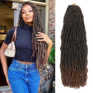 20 Inch Faux Locs Crochet Hair 7 Packs Soft Locs Crochet Braids Hair Pre Looped Goddess Locs Dreadlocs Hair Ombre Brown Hair Extensions For Women (T30)