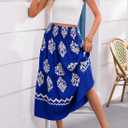 Happy Sailed Boho Long Skirts for Women Fashion Floral Print High Waisted A Line Flowy Maxi Skirt for Beach Vacation (Brown, L)