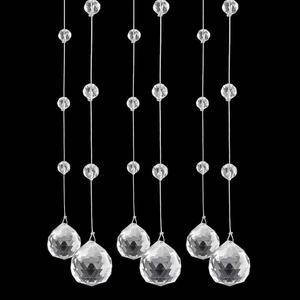 Crystal Beaded Strands Clear Glass Beads Curtain Hanging Wedding Props Decor Curtain Chandelier Door String Hanging Ceiling Decoration Accessories Christmas Tree Ornaments (3.3 Feet*5pcs)