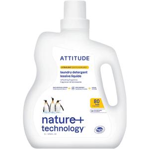 ATTITUDE Liquid Laundry Detergent, EWG Verified, HE Compatible, Plant-Based & Vegan, Natural Laundry Soap, Citrus Zest, 80 Loads, 67.6 Fl Oz