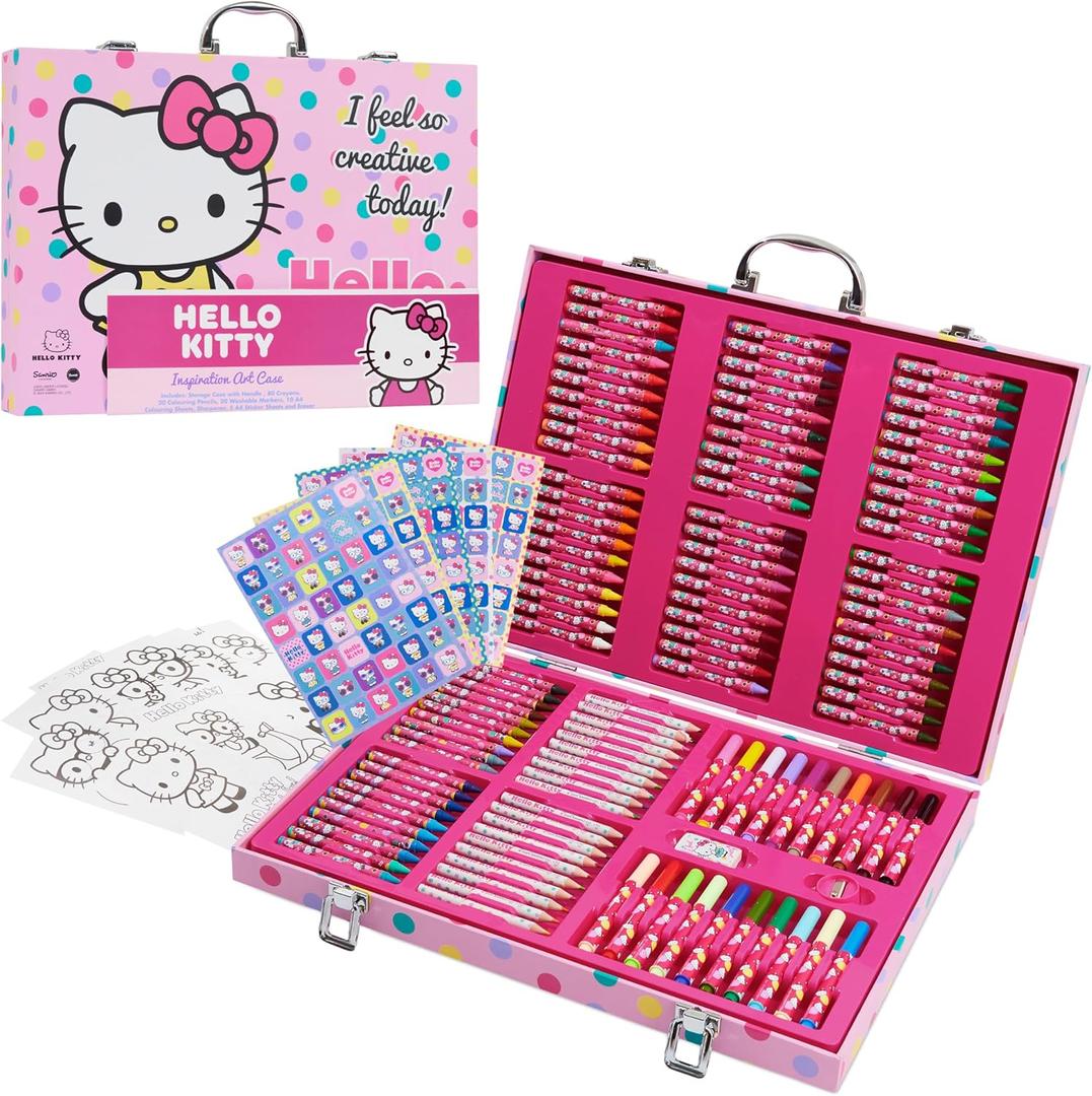 Hello Kitty Colored Pencils Art Supplies Drawing Kit School Supplies Painting Girls Drawing Pencils Art Kit Travel Case with Crayons Arts and Crafts for Kids 4-12
