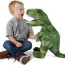 Talking 52cm Large T-Rex Dinosaur Plush Toy, with Talk Back & Sound Features, T-rex Cuddly 20 Inch Plush Toy Dino with Sound Effects and Talking Features