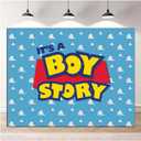 Qian It's a Boy Theme Photography Backdrops Blue Sky White Clouds Kids Birthday Party Photo Background Newborn Baby Shower Booth Studio Shoot Props 10x8FT