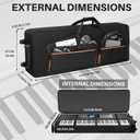 ORKELS 88-Key Keyboard Case with Wheels, 10mm Thick Padded Gig Bag with Adjustable Shoulder Straps & 4 Pockets, Rolling Carrying Bag for Digital Piano, Synthesizer & Electronic Keyboard, For 88 Key-56"x18.1"x6.3"