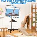 Rfiver Mobile TV Stand for 23-60 Inch LCD LED Flat/Curved Panel Screen TVs up to 88 lbs, Rolling TV Stand with Adjustable Shelf & Tilt, Portable Floor Stand on Wheels for Bedroom, Living Room, Office (Black)