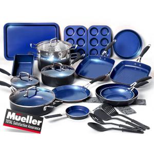 Mueller Sapphire UltraClad Kitchen Induction Pots and Pans Set Nonstick Induction Cookware Sets -24pc for Cooking Kitchen Cookware Sets, Frying Pans