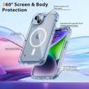 Lifedance Magnetic Case for iPhone 14/iPhone 13, Full-Body Rugged Protective Case with Built-in Screen Protector, 10 FT Military Grade Drop Protection Heavy Duty Shockproof Case, Magnetic Clear