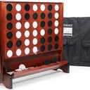 Giant Wooden 4 in A Row Game with Folding Catch Tray, Wall-Mountable or Ground Play, Indoor Outdoor & Backyard Game, Includes Carry Case and Detachable Legs, 33.2 inches x 29 inches x 3.3 inches