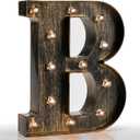 Pooqla Vintage Light Up Marquee Letters with Lights  Illuminated Industrial Style Lighted Alphabet Letter Signs - Coffee Bar Apartment Bedroom Wall Home Initials Decor A-Z