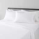 Amazon Basics Lightweight Super Soft Breathable Wrinkle-Resistant Microfiber 4-Piece Bed Sheet Set with 14-Inch Deep Pockets, Queen, Bright White, Solid
