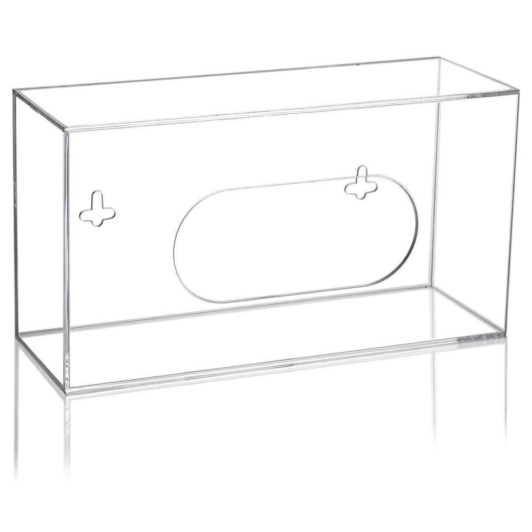 Acrylic Glove Box Holder Wall Mount Disposable Glove Dispenser Storage Organizer for Kitchen, Lab, Garages, Office, Clear (Single)