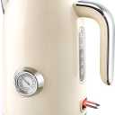 PUKOMC Electric Kettle, 1.7L Stainless Steel Tea Kettle with Temperature Gauge, 1500W Water Boiler with LED Light, BPA-Free, Auto Shut-Off and Boil-Dry Protection (Beige) Visit the Pukomc Store